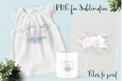 Roses sublimation. Design for printing.