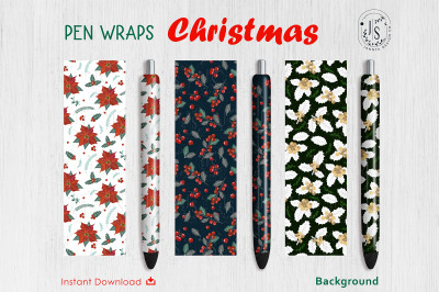 Christmas Holly Berry Pen Wraps File Set