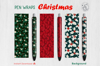 Christmas Holly Berry Pen Wraps File Set