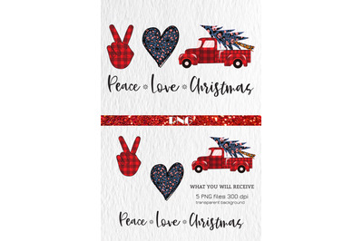 Peace Love Christmas Red Truck
