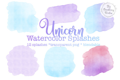 Unicorn Watercolor Splashes - 12 splashes
