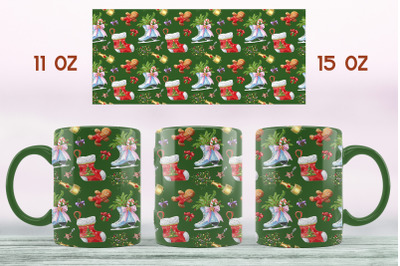 Christmas mug design sublimation PNG 11 oz &amp; 15 oz mug wrap