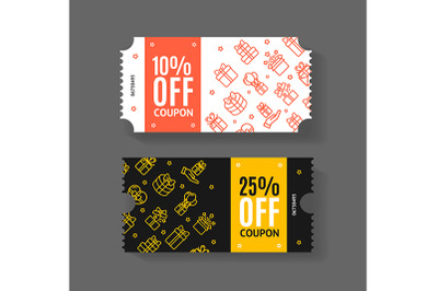 Gift Voucher Coupon Set with Thin Line Icons . Vector