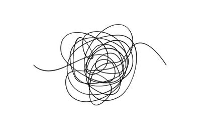 Messy Black Thin Line Abstract Circle Shape. Vector