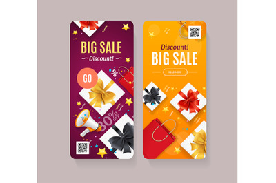 Mobile Phone Screen Sale App Set. Vector