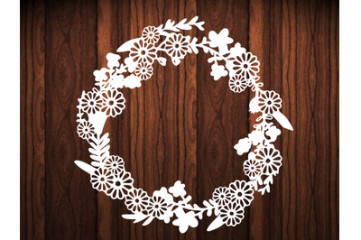 Flower, Wreath ,Monogram ,Circle frame,Paper cut ,svg