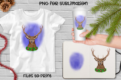 Christmas Deer sublimation. Design for printing