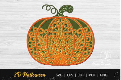 Layered Halloween Pumpkin Mandala Laser Cut File