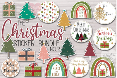 Printable Christmas Stickers Bundle for Gift Tags &amp;amp; Packaging