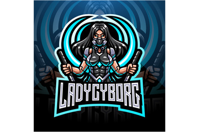 Lady cyborg esport mascot logo design