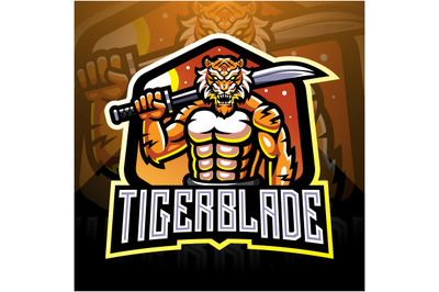 Tiger with blade esport mascot logo