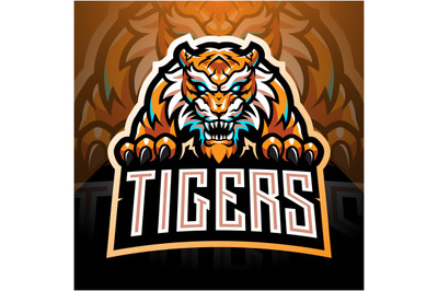 Tiger face esport mascot logo design