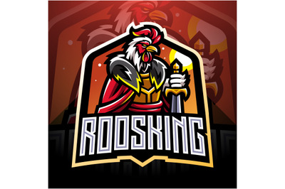 Rooster king esport mascot logo design