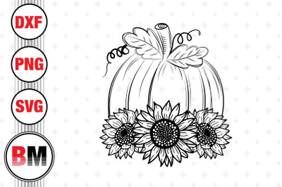 Hand Drawn Pumpkin Sunflower SVG&2C; PNG&2C; DXF Files