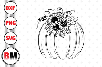 Hand Drawn Pumpkin Sunflower SVG&2C; PNG&2C; DXF Files