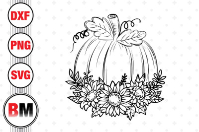 Hand Drawn Pumpkin Sunflower SVG&2C; PNG&2C; DXF Files