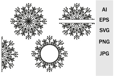 Openwork Christmas snowflake template, svg cutting files