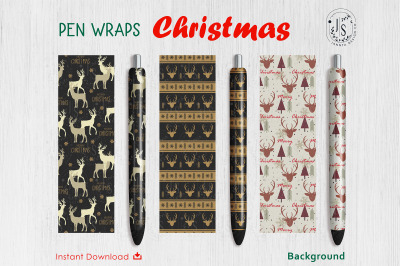 Christmas Reindeer Pen Wraps File Set