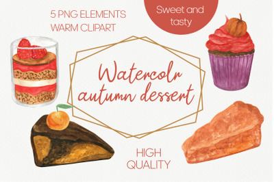 Autumn desserts and cakes clipart