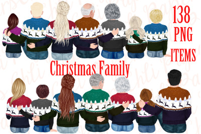 Christmas Bundle Family clipart, Matching Sweaters Png