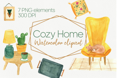 Cozy Home PNG watercolor clipart