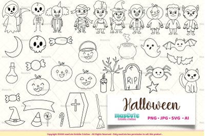 Halloween, svg bundle,Coloring page