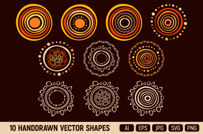 10 doodle round vector shapes