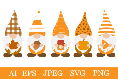 Fall Gnomes. Autumn Gnomes. Thanksgiving Gnomes. Gnomes SVG