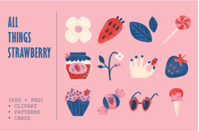 All things strawberry. Textured set
