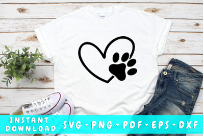 Heart with dog paw SVG