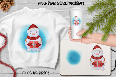 Christmas snowman sublimation. Design for printing