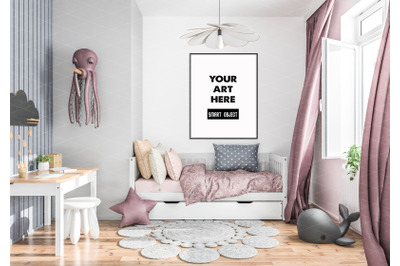 Interior scene artwork background frame mockup