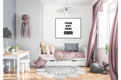 Interior scene artwork background frame mockup