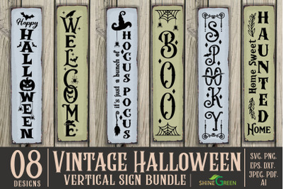 Vintage Halloween Vertical Porch Sign SVG Bundle
