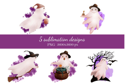 Halloween ghosts bundle sublimation design png