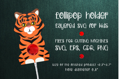 Tiger Lollipop Holder template SVG