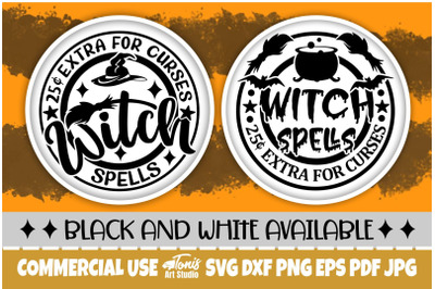 Witch Spells SVG, Halloween Round Sign Designs