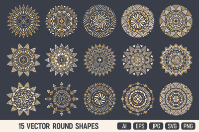 15 ethnic mandala vector ornaments