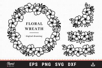 Flower SVG Files, Wreath svg, Flower Border svg, Flower Corner svg