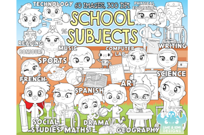 School Subjects Digital Stamps - Lime and Kiwi Designs