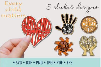 Every child matters 5 Sticker designs