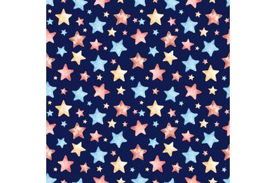 Stars watercolor seamless pattern. Baby print. Newborn, Baby Shower.