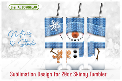 Cute Christmas Gnome Snowman sublimation design - 20oz TUMBLER