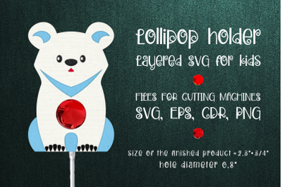 White Bear Lollipop Holder Template SVG