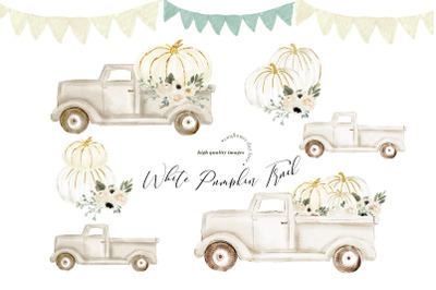 White Pumpkin Pickup Truck Clipart&2C; Pickup Truck&2C; White Pumpkin