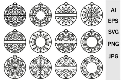 Mandala Christmas decor template, svg cutting files