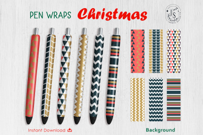 Christmas Geometric Pattern Pen Wrap Set