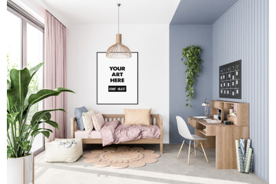 Interior scene artwork background frame mockup