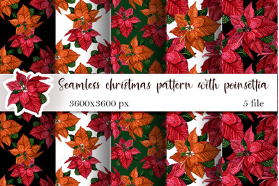 Christmas winter digital paper, red Poinsettia