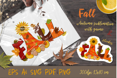 Fall. Autumn sublimation with gnome